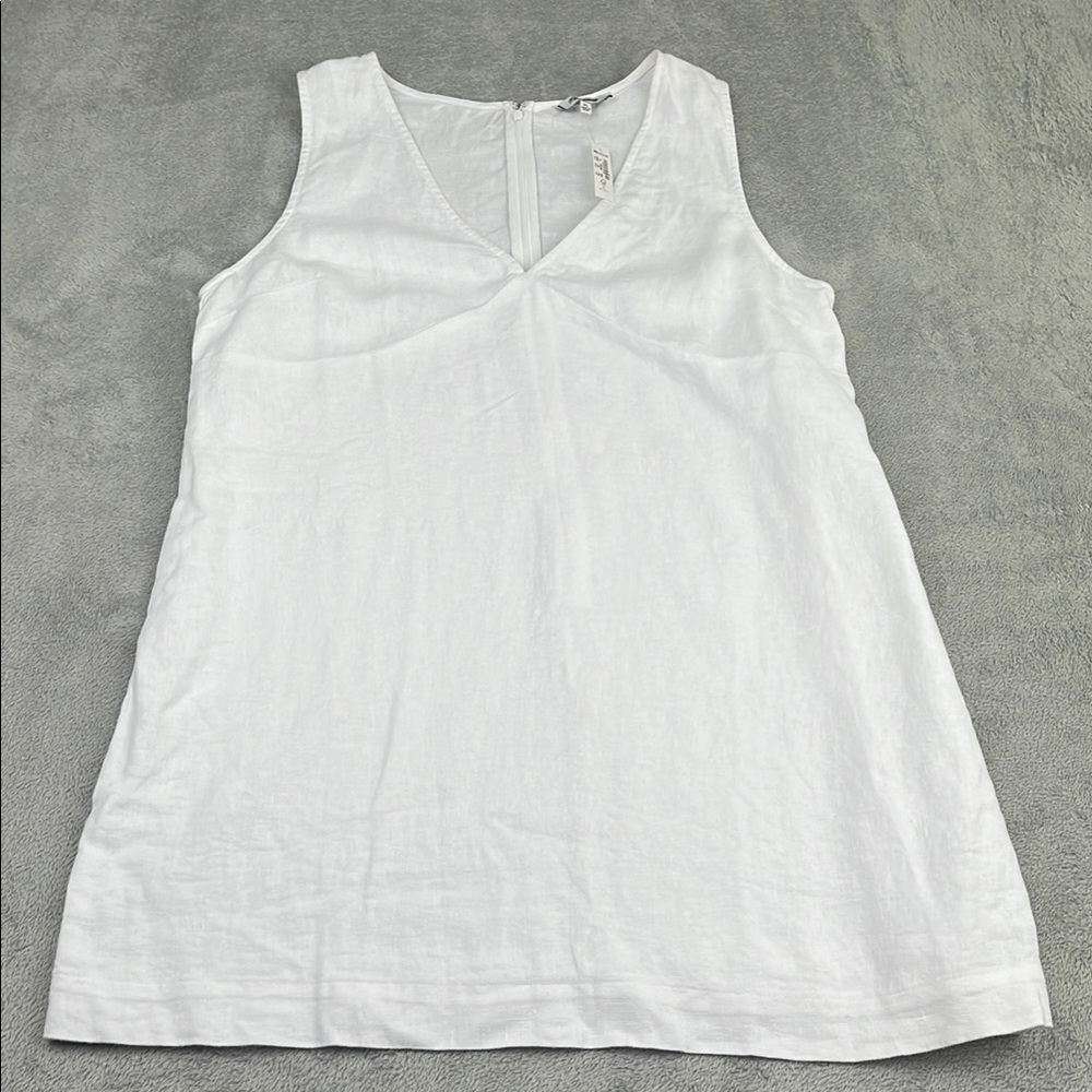 NEW Madewell XL 100%‎ Linen White Sleeveless V Neck Dress